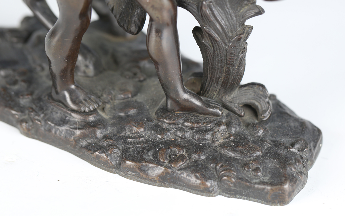 After Guillaume Coustou - a 19th century brown patinated cast bronze model of a Marly horse and - Image 8 of 12