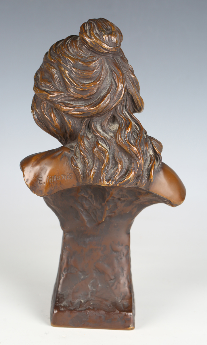 After Emanuel Villanis - a 20th century brown patinated cast bronze bust of a young maiden, - Image 5 of 10