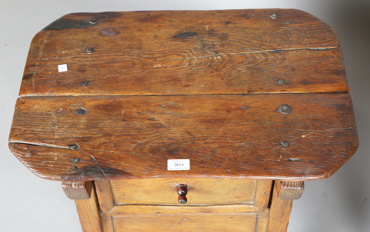 An 18th century provincial pine low table fitted with a single drawer, height 48cm, width 62cm, - Image 8 of 8