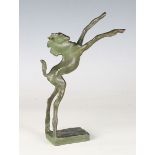 Schott - an early 20th century Continental green patinated cast bronze model of a rearing foal,