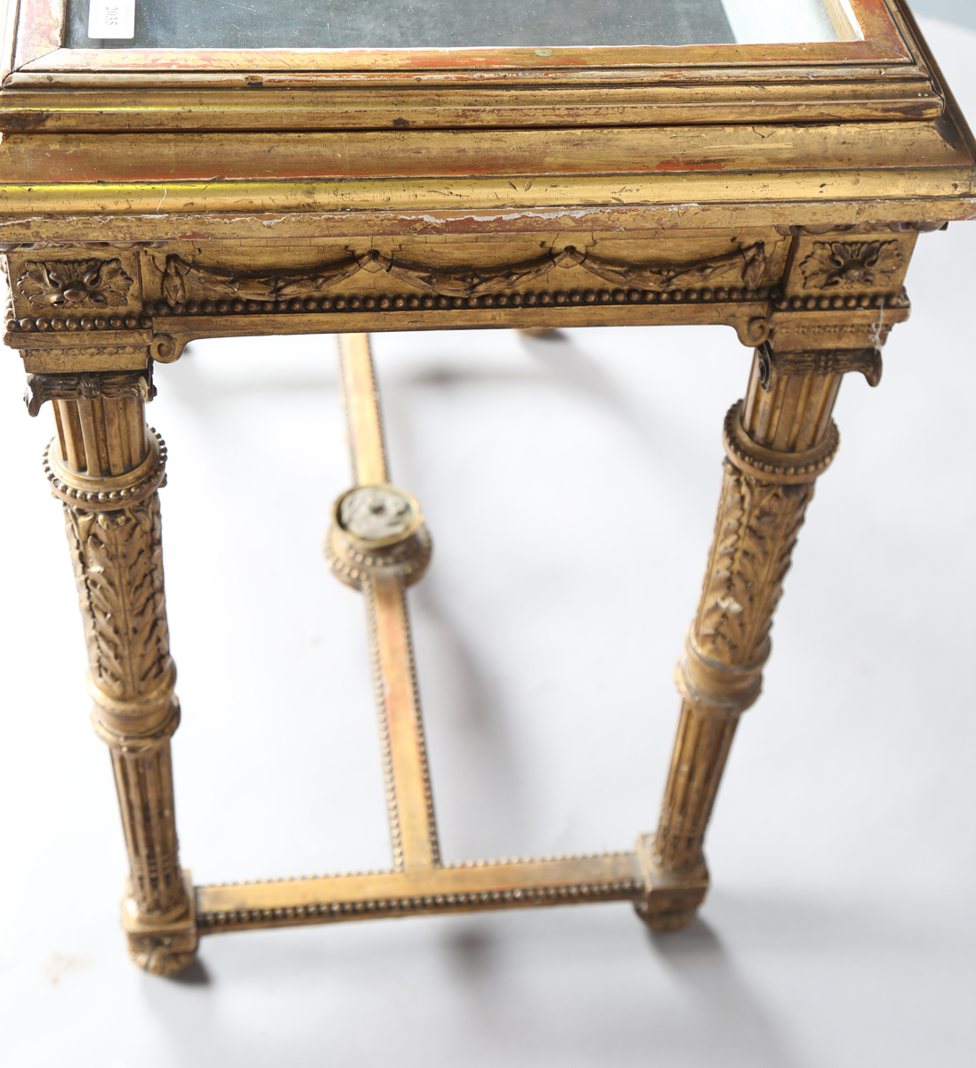 A 19th century Neoclassical Revival giltwood and gesso bijouterie table, the hinged top above a - Image 2 of 11