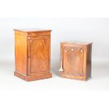 A small Victorian mahogany cupboard, fitted with an arched panel door revealing a shelf and