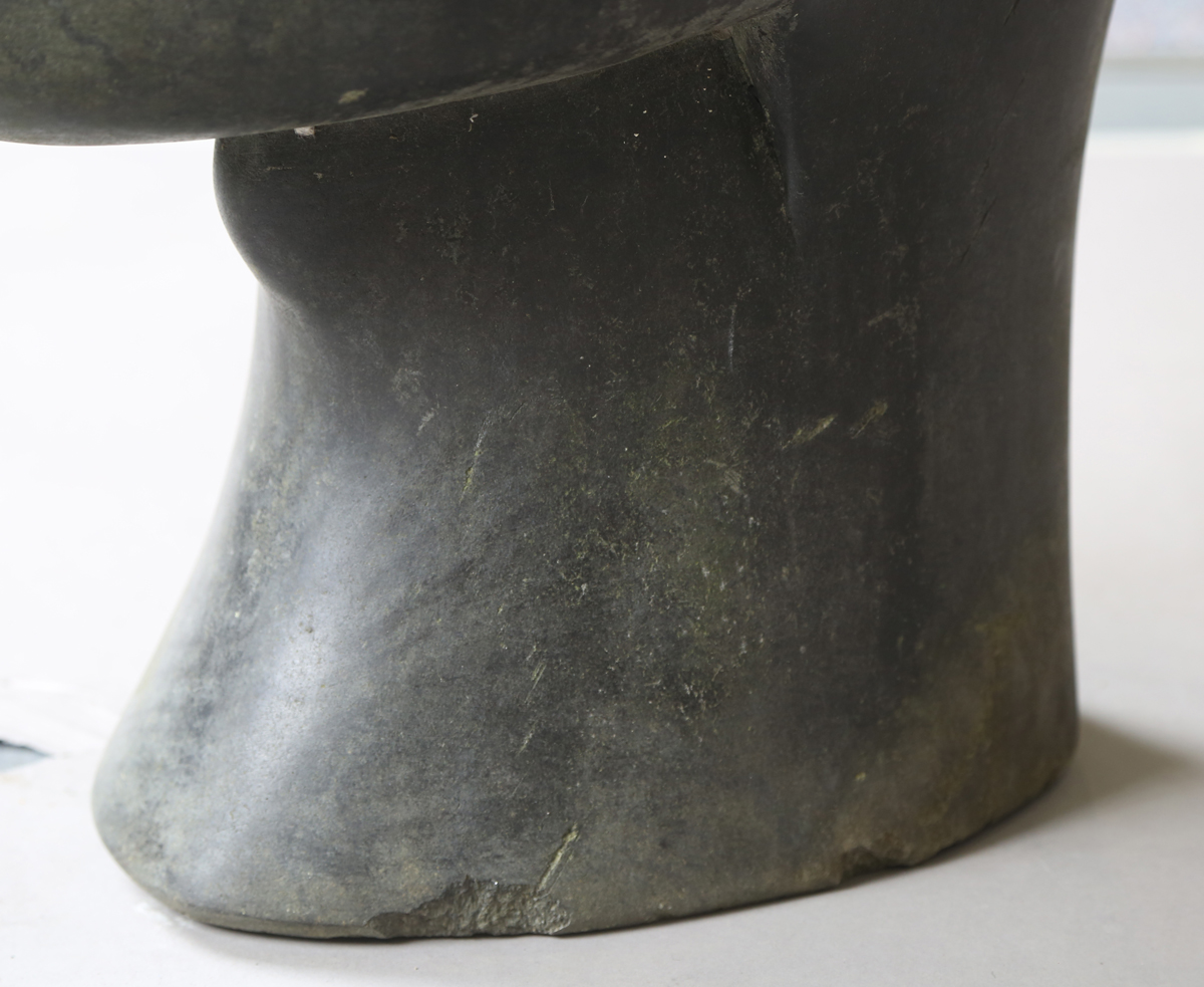 Bernard Matemera - a large late 20th century Shona carved dark green stone surrealist style head, - Image 8 of 17