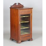 An Edwardian mahogany music cabinet with satinwood crossbanding, height 102cm, width 47cm, depth