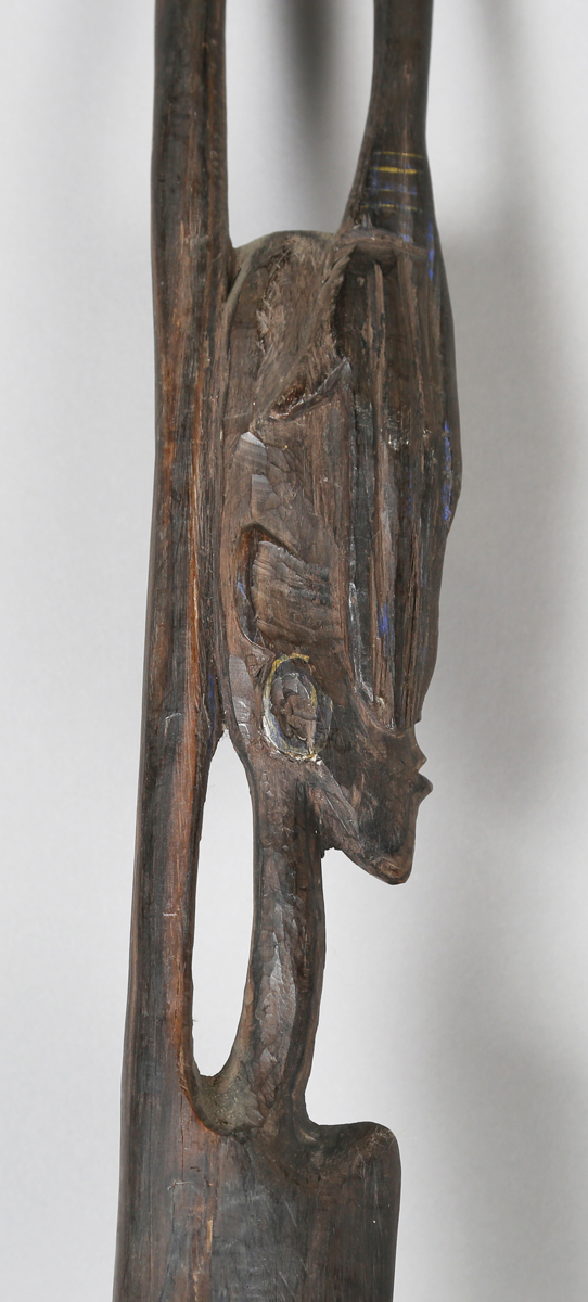 A Bambara Chiwara headdress of typical antelope form, height 77cm, together with two African - Image 4 of 13