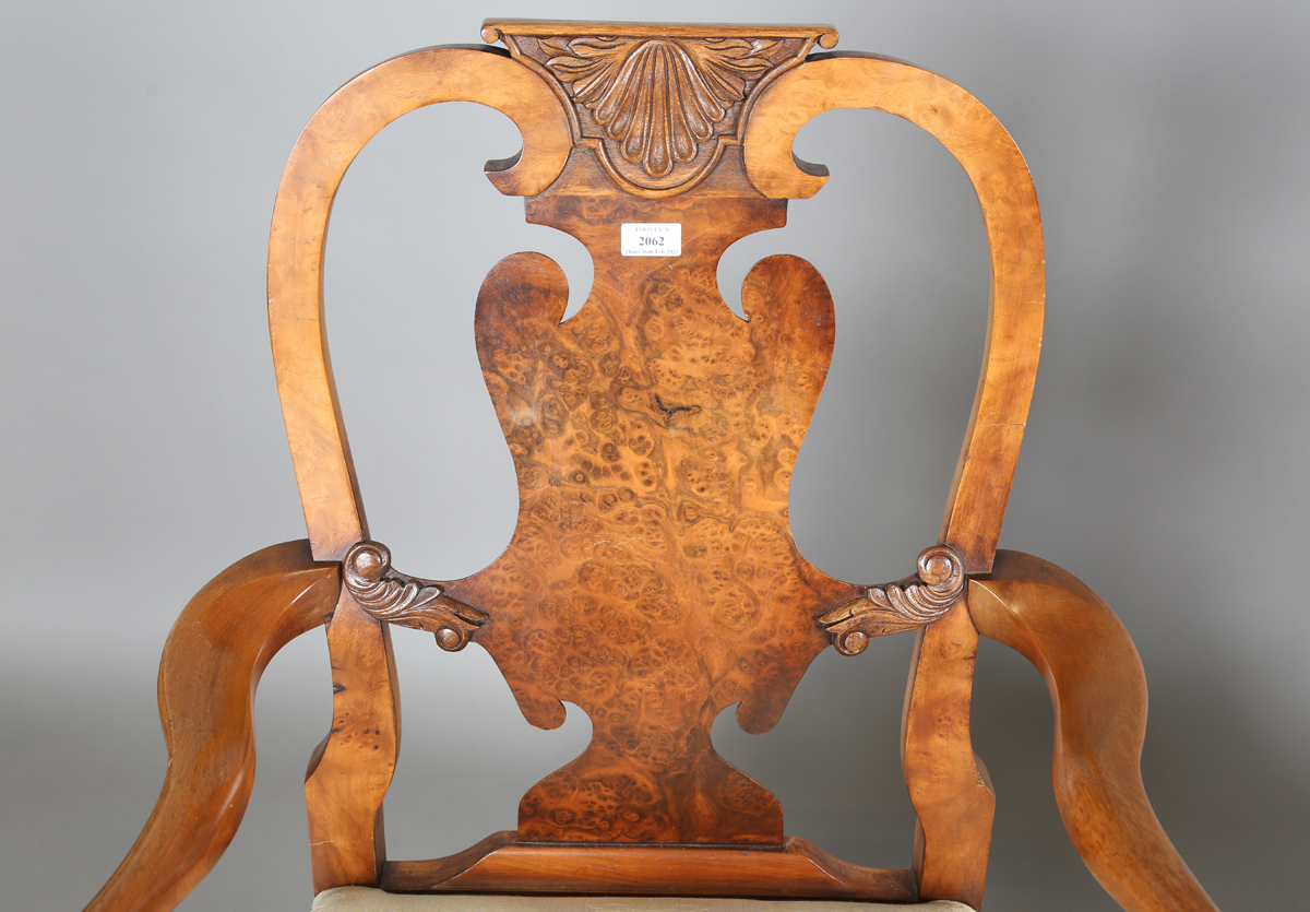 A late 20th century Queen Anne style walnut dining room suite, comprising a set of six chairs, - Image 34 of 34