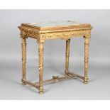 A 19th century Neoclassical Revival giltwood and gesso bijouterie table, the hinged top above a