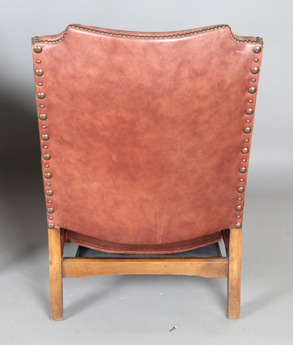 A pair of early/mid-20th century oak framed armchairs, upholstered in buttoned brown leatherette, - Image 17 of 24