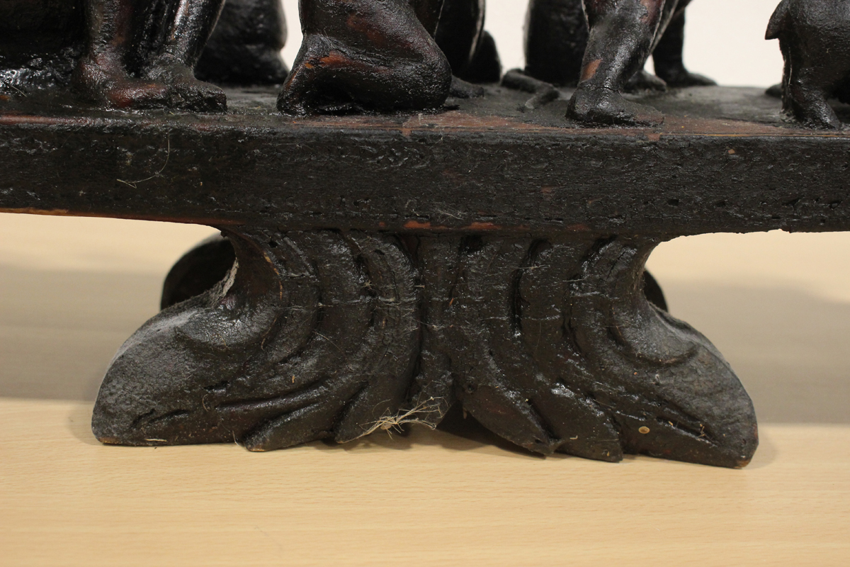 A large late 20th century stained hardwood carving, probably Bangladeshi or Indian, carved and - Image 2 of 25