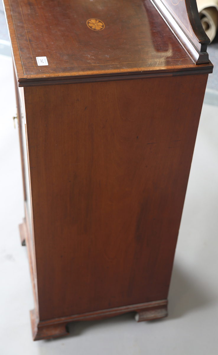 An Edwardian mahogany music cabinet with satinwood crossbanding, height 102cm, width 47cm, depth - Image 3 of 9