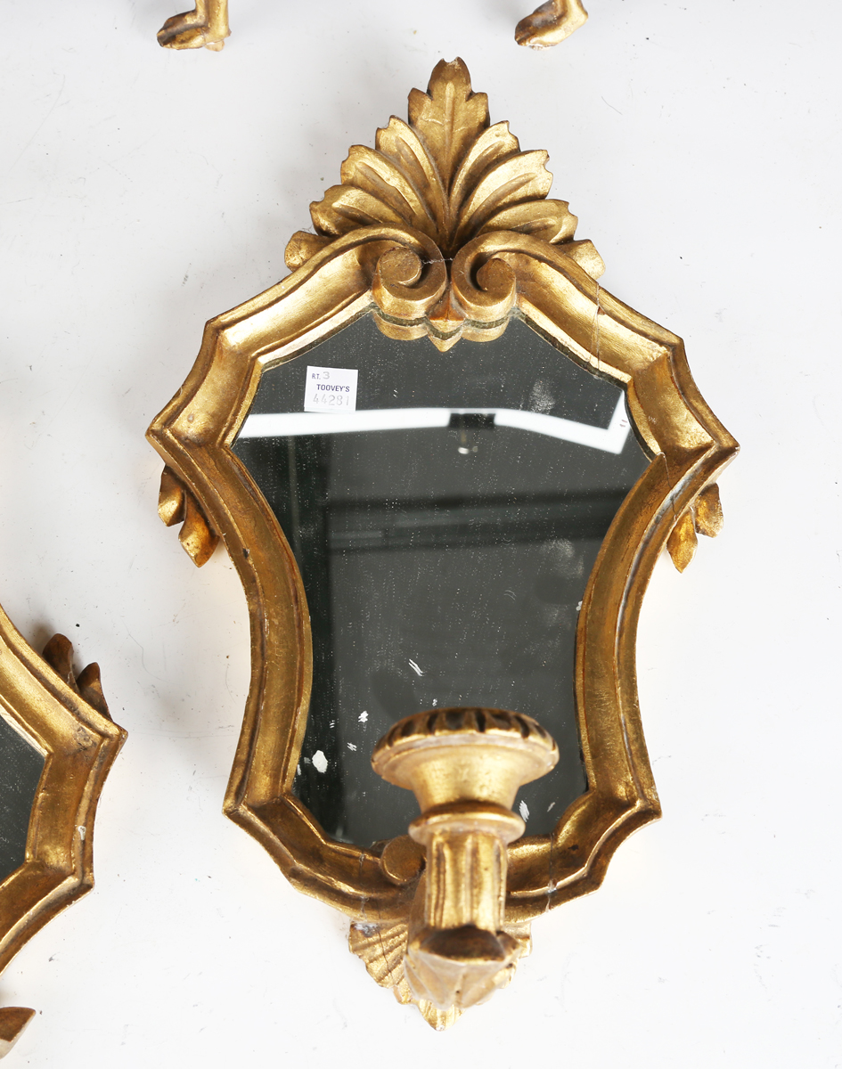 A pair of 20th century giltwood girandole wall mirrors, height 34cm, together with a group of - Image 3 of 7