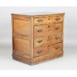 A late 17th/early 18th century oak chest of drawers, height 92cm, width 93cm, depth 60cm (