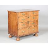 A Queen Anne 18th century style walnut chest with cross and feather banded decoration, fitted with