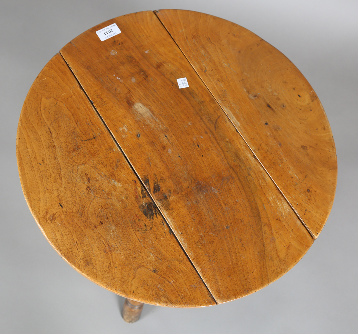 A late 19th/early 20th century French fruitwood folding occasional table, height 50cm, diameter - Image 11 of 12