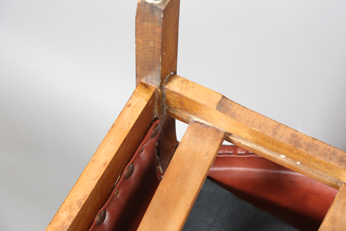 A pair of early/mid-20th century oak framed armchairs, upholstered in buttoned brown leatherette, - Image 2 of 24