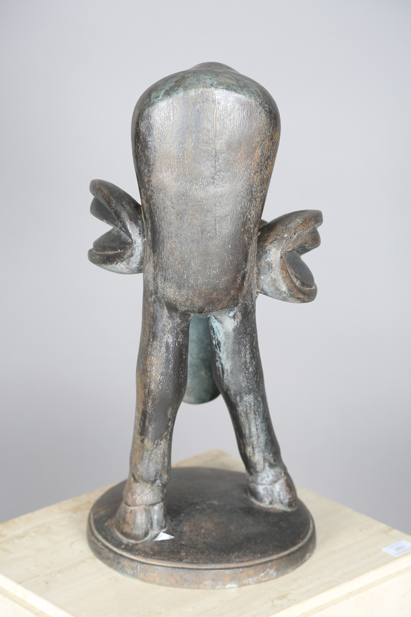 South African School - a late 20th century patinated bronze model of a young cow drinking water, - Image 6 of 20