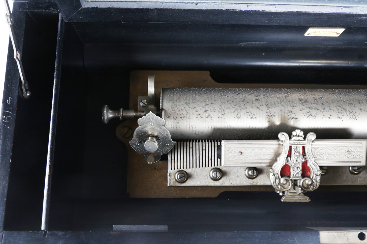 A late 19th century Swiss music box by Mermod Frères, the interchangeable 29cm cylinder playing - Image 13 of 13