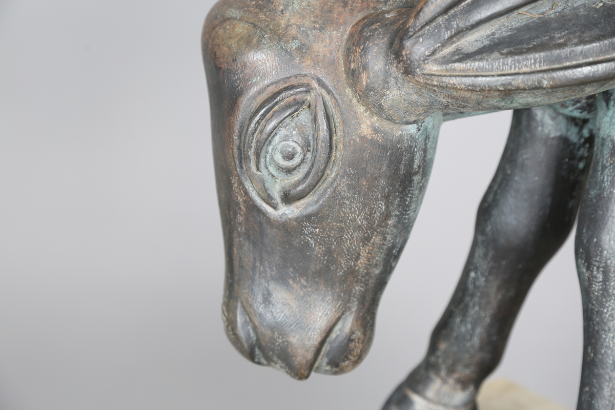 South African School - a late 20th century patinated bronze model of a young cow drinking water, - Image 8 of 20