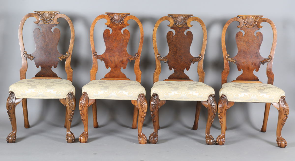 A late 20th century Queen Anne style walnut dining room suite, comprising a set of six chairs, - Image 25 of 34