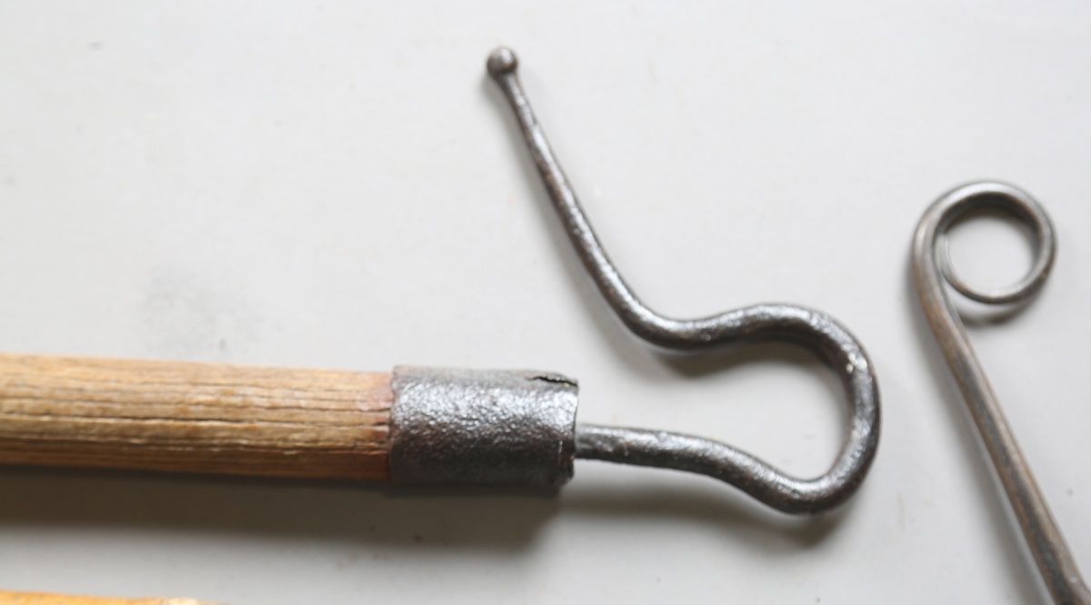 A group of four 19th century and later shepherds' crooks, one with very large wrought hook and ash - Image 6 of 6