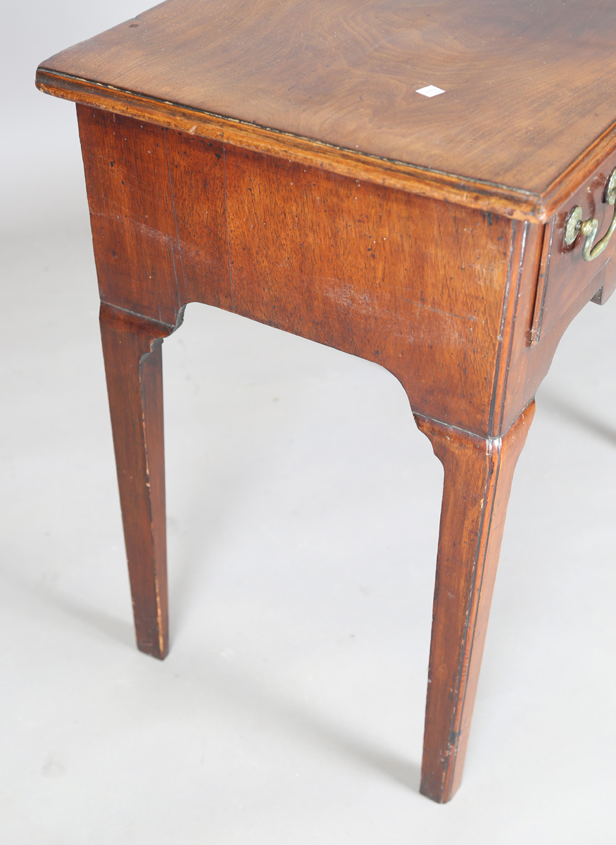 A George III mahogany side table, fitted with three oak-lined drawers, height 71cm, width 74cm, - Image 4 of 7