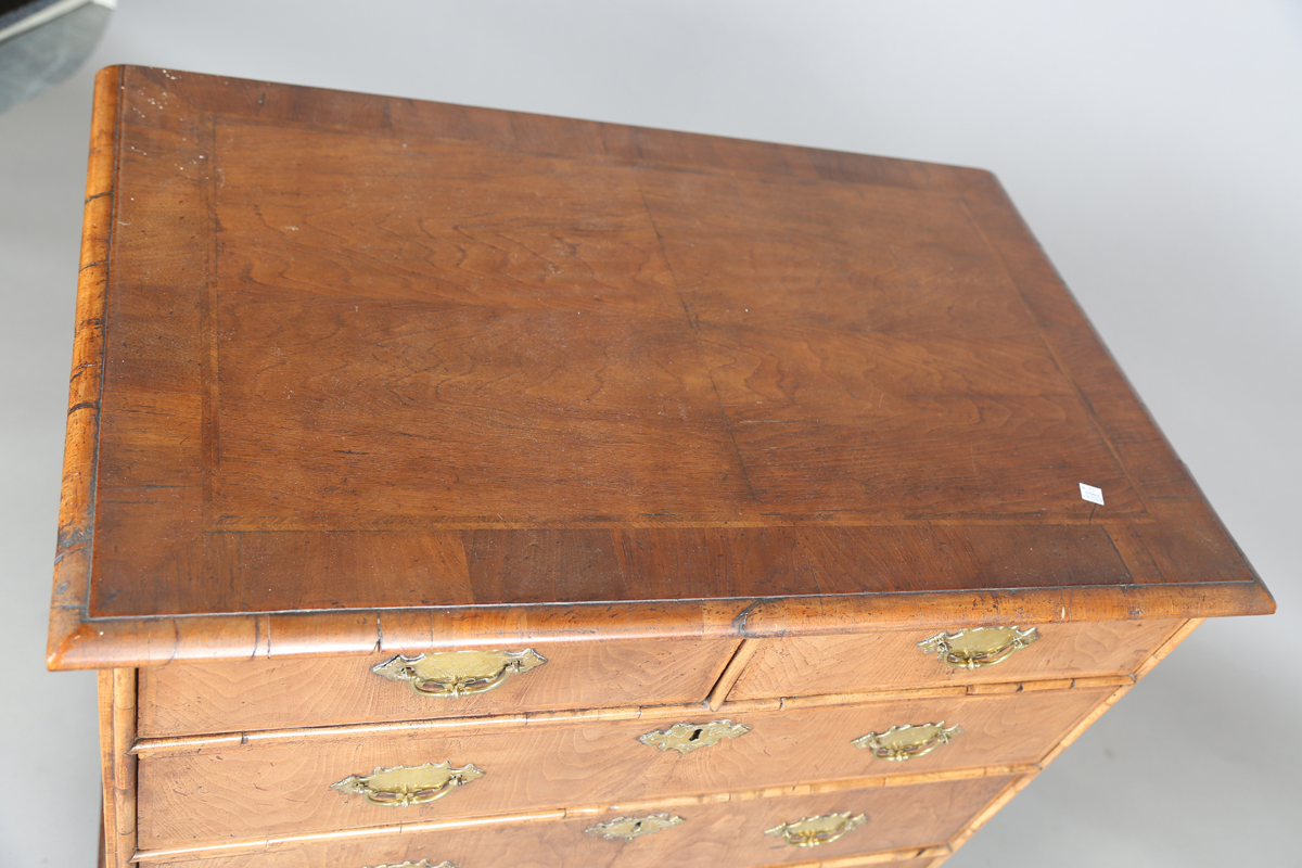 A Queen Anne 18th century style walnut chest with cross and feather banded decoration, fitted with - Image 10 of 10