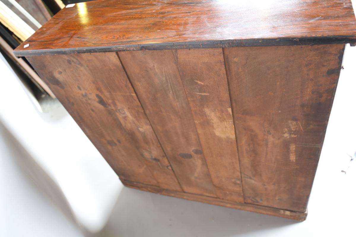 A 19th century simulated rosewood open bookcase, fitted with two brass inlaid shelves, height 100cm, - Image 3 of 8