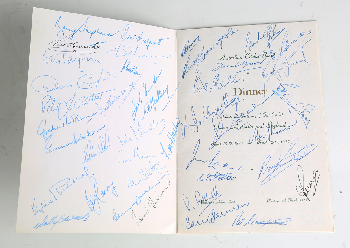 An Australian Cricket Board Centenary Test Dinner menu, dated 14th March 1977, signed by - Image 4 of 13