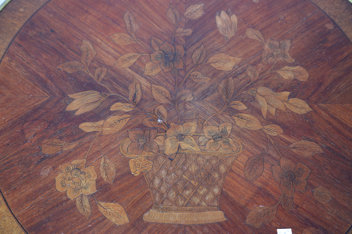 An early 20th century French kingwood and gilt metal mounted circular occasional table, the top - Image 9 of 10