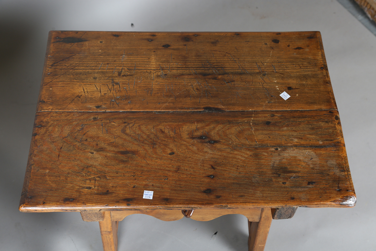 An 18th century provincial pine low table fitted with a single drawer, height 48cm, width 62cm, - Image 4 of 8