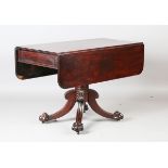 A Regency hardwood single pedestal Pembroke table, possibly Colonial and probably Goncalo Alves,