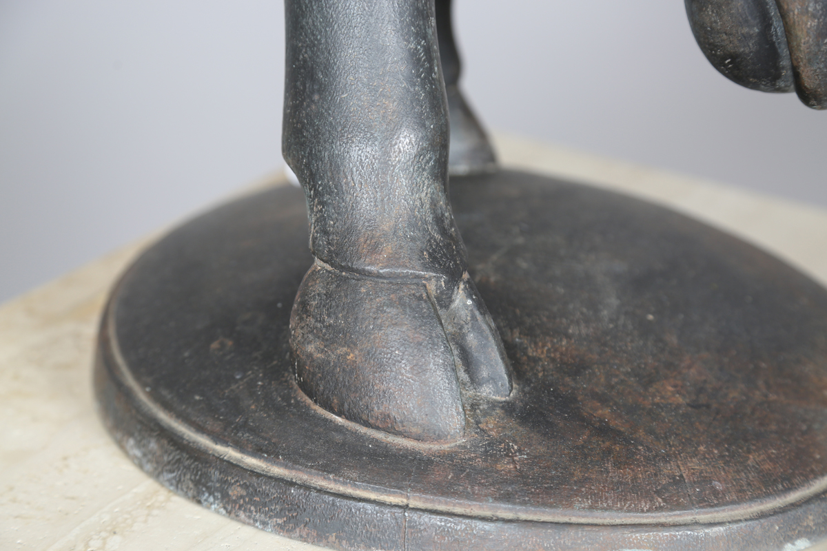 South African School - a late 20th century patinated bronze model of a young cow drinking water, - Image 15 of 20