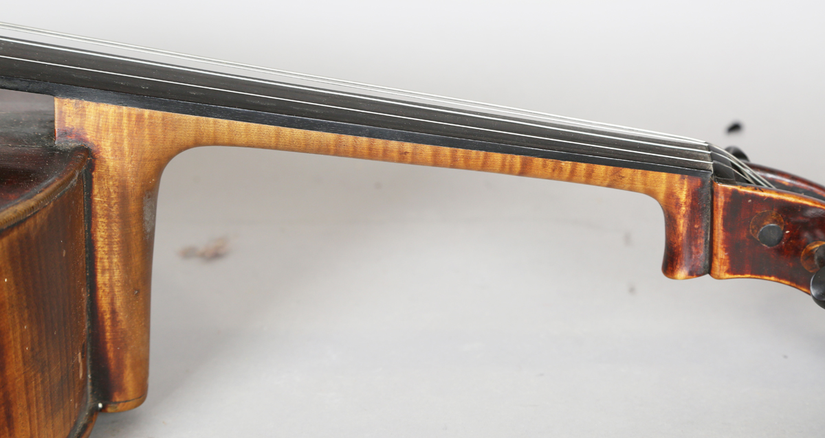 An early 20th century English cello, the interior bearing paper label detailed 'J.W. Owen Maker, - Image 6 of 17