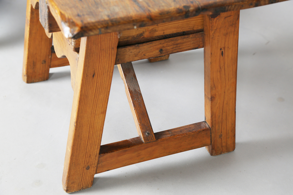 An 18th century provincial pine low table fitted with a single drawer, height 48cm, width 62cm, - Image 2 of 8