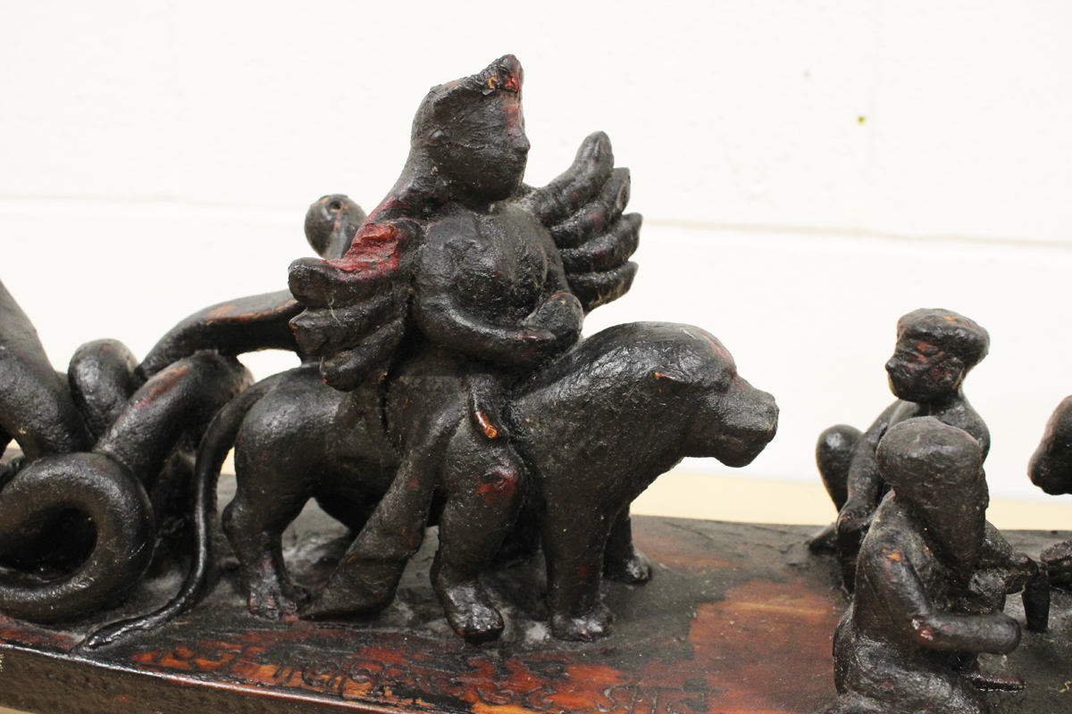 A large late 20th century stained hardwood carving, probably Bangladeshi or Indian, carved and - Image 21 of 25