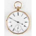 An 18ct gold cased keywind open-faced gentleman's pocket watch, the gilt movement signed 'Carter
