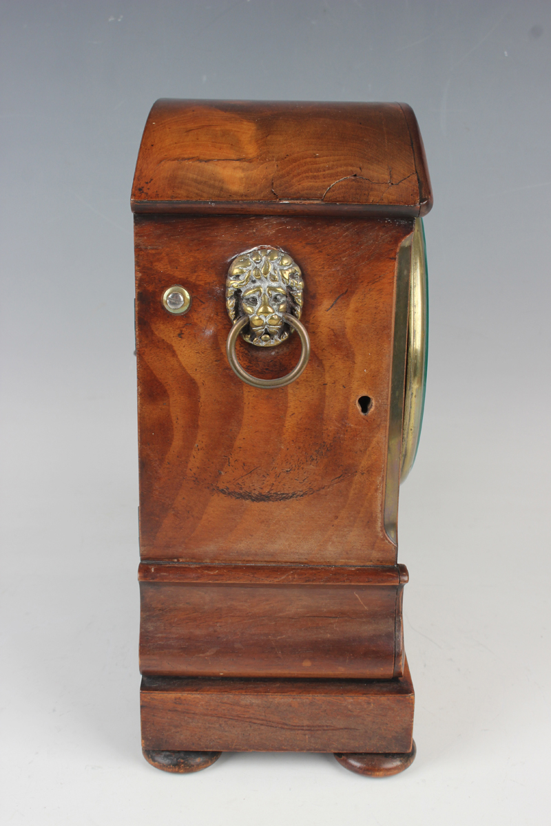 A William IV figured mahogany mantel timepiece with eight day single fusee movement, the 6-inch - Image 5 of 9