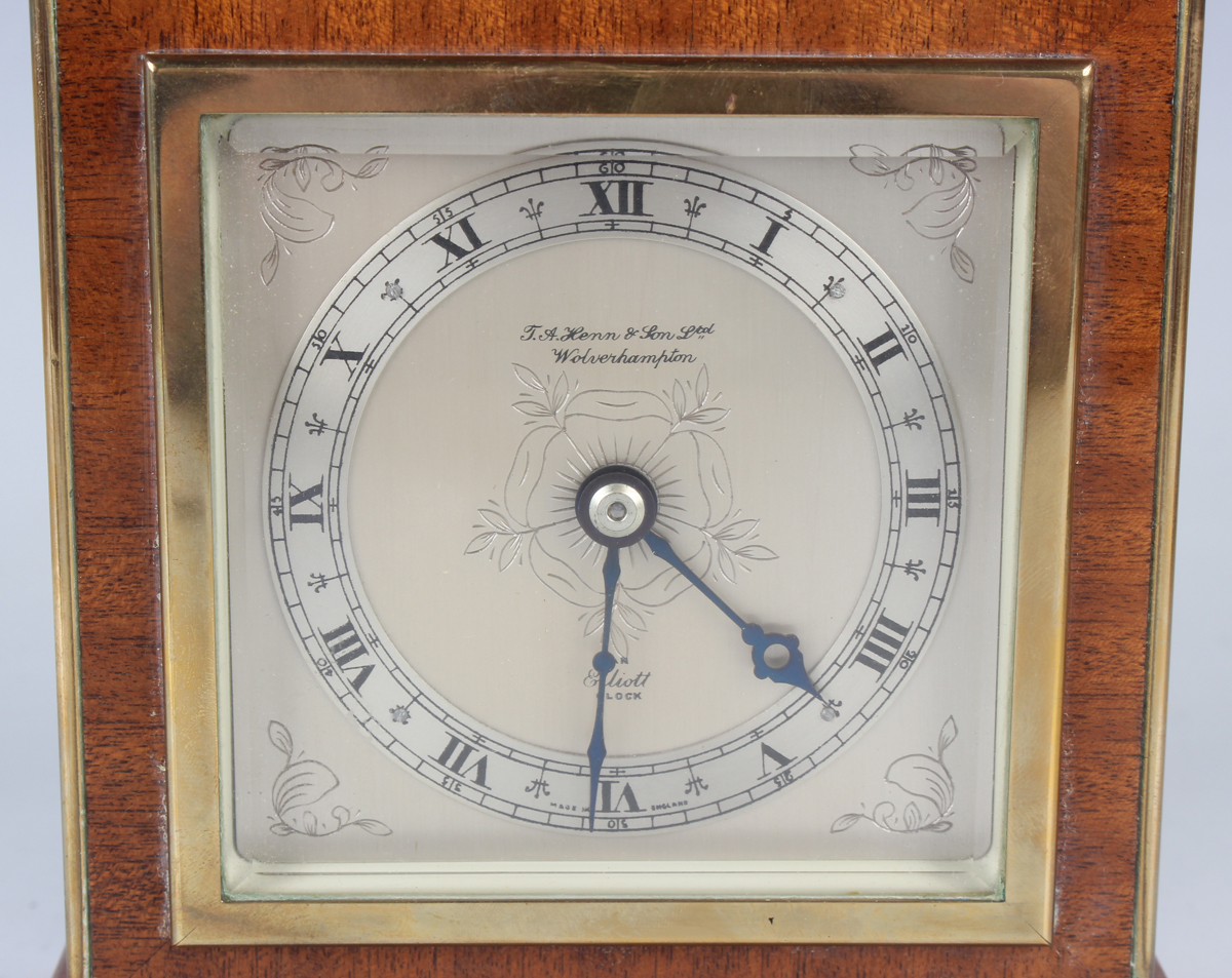 A 20th century inlaid mahogany mantel timepiece by F.W. Elliott & Co, made to commemorate the 1981 - Image 7 of 13