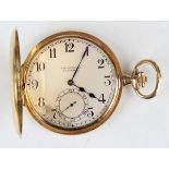 A J.W. Benson London 18ct gold keyless wind half-hunting cased dress watch, the jewelled lever