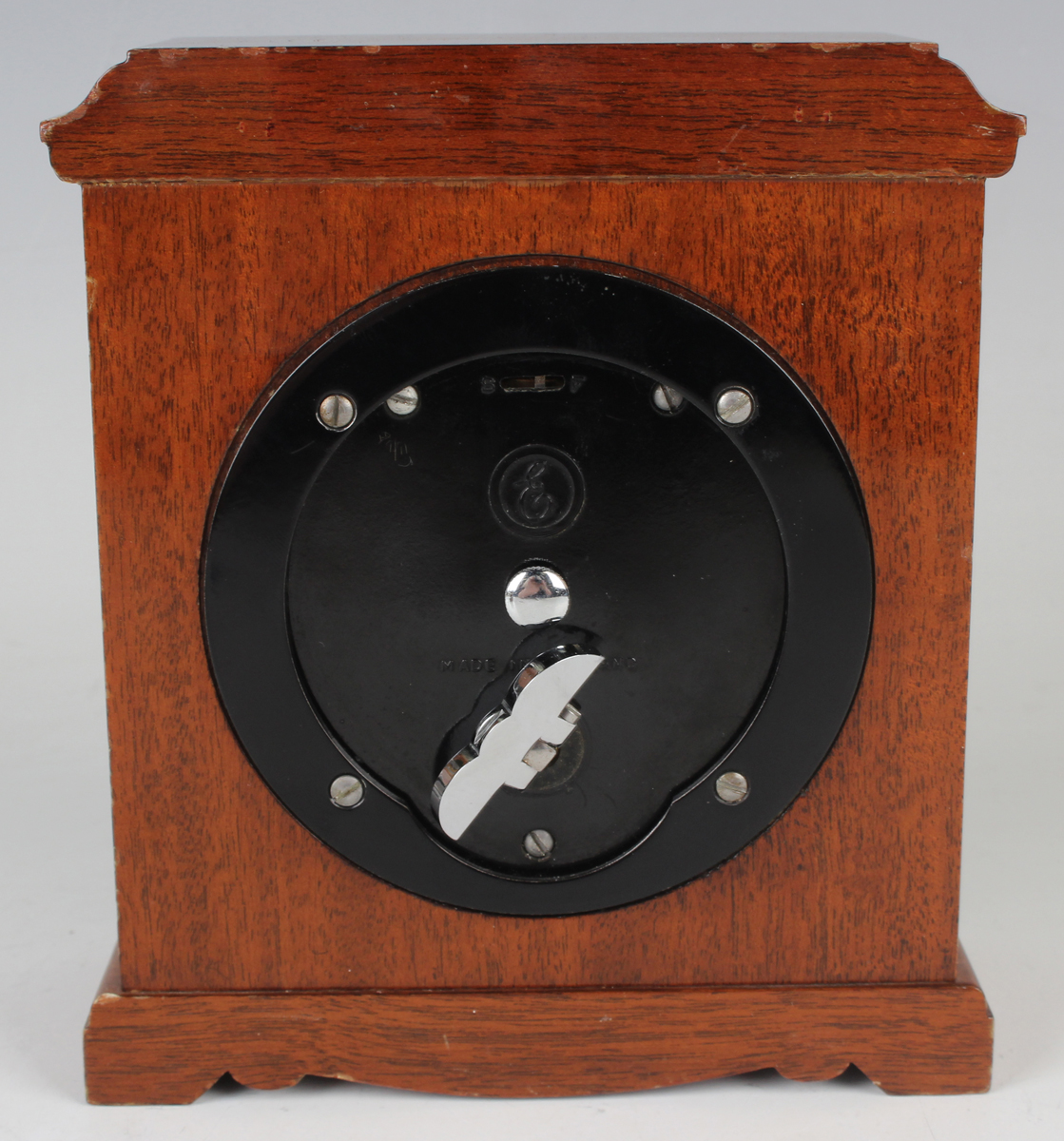 A 20th century inlaid mahogany mantel timepiece by F.W. Elliott & Co, made to commemorate the 1981 - Image 6 of 13