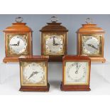 Two 20th century mahogany mantel timepieces by F.W. Elliott & Co, each silvered dial inscribed '
