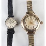 An Omega steel cased lady's wristwatch, the circular silvered dial with baton hour markers and