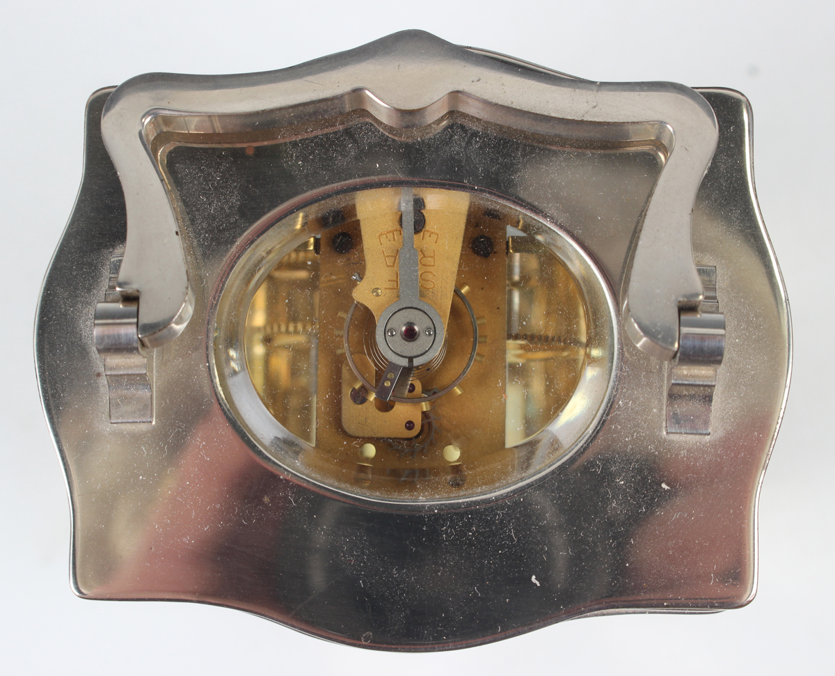 A 20th century silvered brass serpentine cased carriage timepiece, height 16.5cm, together with - Image 22 of 26
