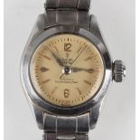 A Tudor Oyster Royal steel cased lady's bracelet wristwatch, the signed dial with silvered Arabic