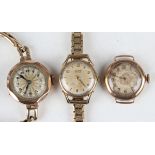 A Tissot 9ct gold circular cased lady's wristwatch, Birmingham 1956, case diameter 2.2cm, on a