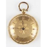 An 18ct gold cased keywind open-faced lady's fob watch, the gilt fusee movement signed 'Fairlam