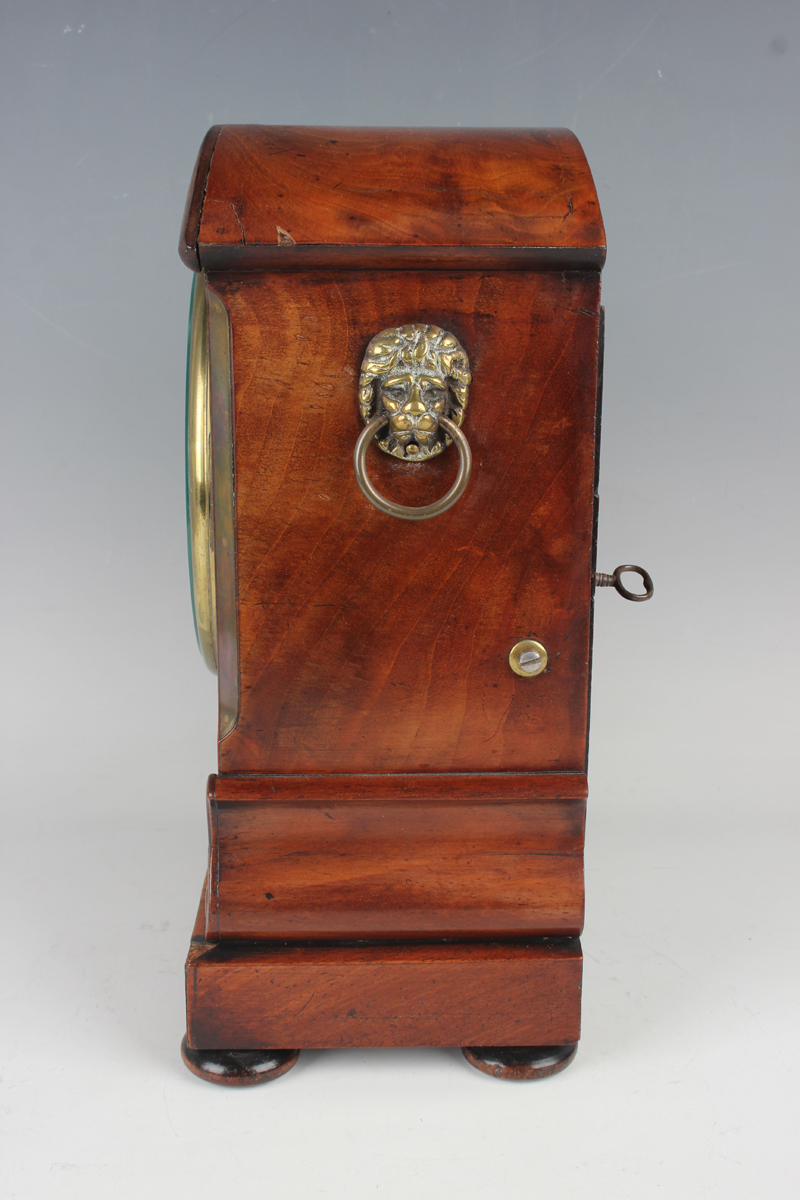 A William IV figured mahogany mantel timepiece with eight day single fusee movement, the 6-inch - Image 6 of 9