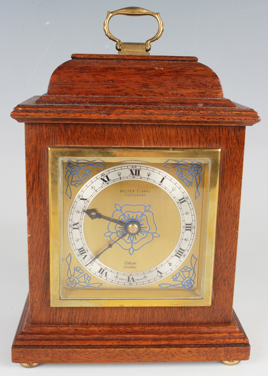 A 20th century inlaid mahogany mantel timepiece by F.W. Elliott & Co, made to commemorate the 1981 - Image 13 of 13