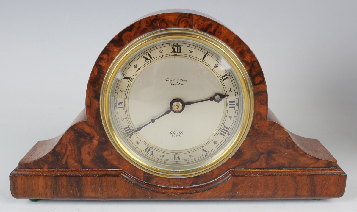 A 20th century inlaid mahogany mantel timepiece by F.W. Elliott & Co, made to commemorate the 1981 - Image 3 of 13