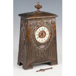 An early 20th century Classical Revival copper cased mantel timepiece, the eight day movement with